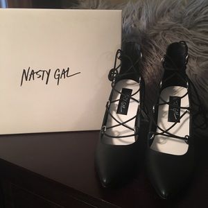 NIB Nasty Gal Lace Up Heels! Size 8